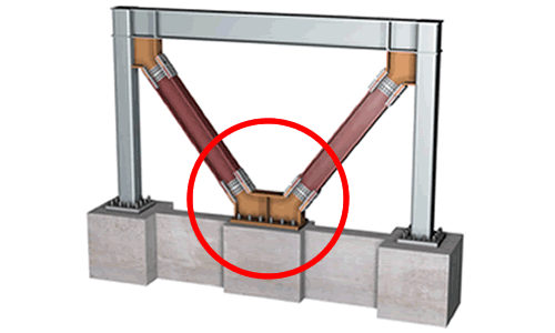 ブレース接合用に別の柱脚を設ける例